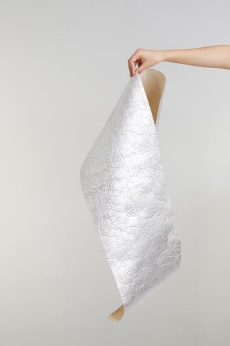 Pinatex-Metallic-Wrinkled-Silver-arm-shot-Credit-Ananas-Anam-BROAD-PERMISSIONS Pinatex Metallic Silver