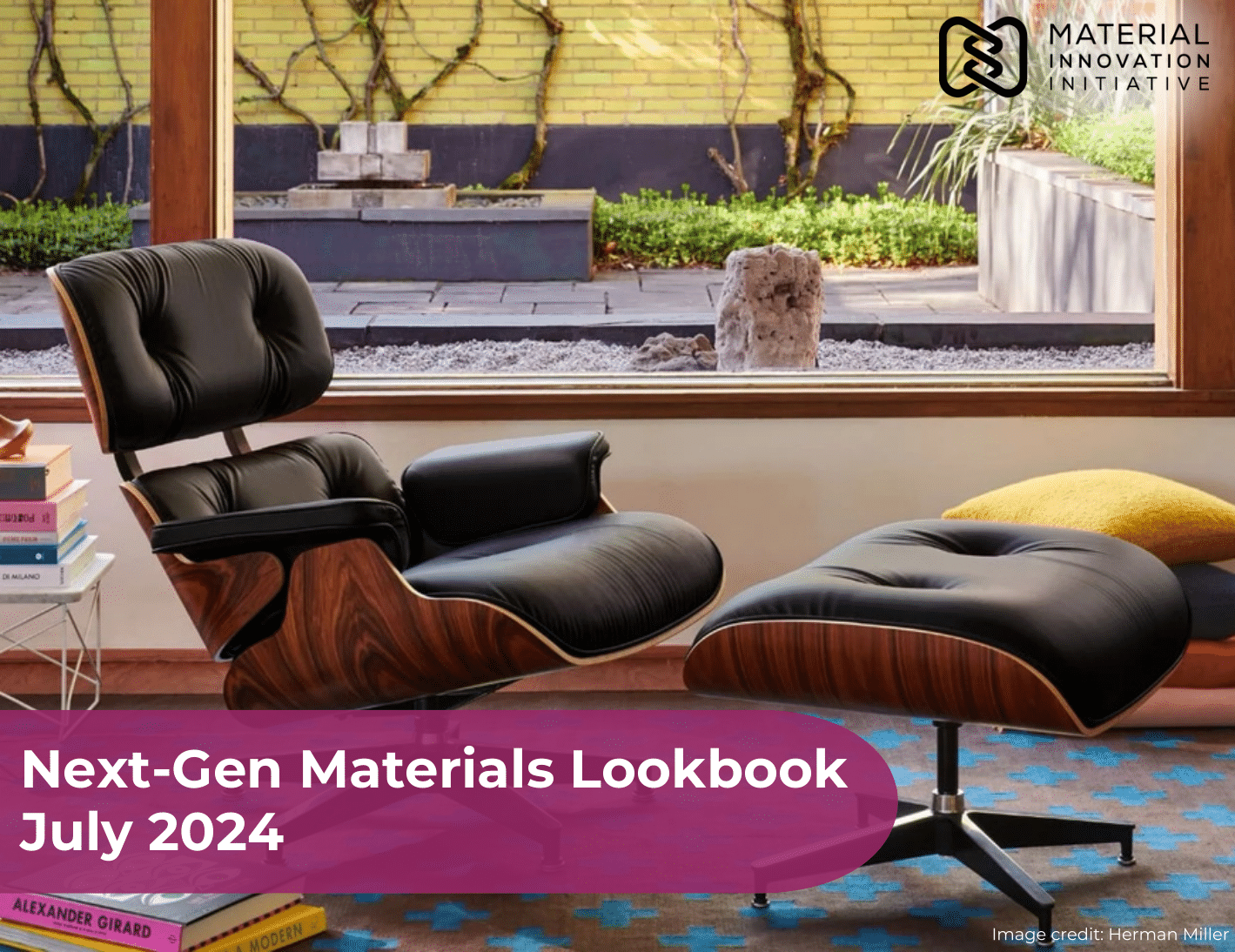 July 2024 next-gen materials lookbook hero image - The herman miller Eames chair in Banbu leather by von Holzhausen